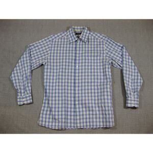 ACIS Shirt Men Large Plaid Checkered Long Sleeve Button Down Shirt Blue